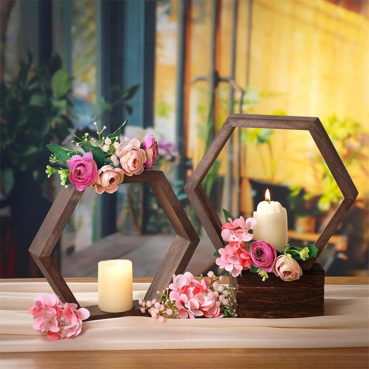 Hexagon floating wall shelf