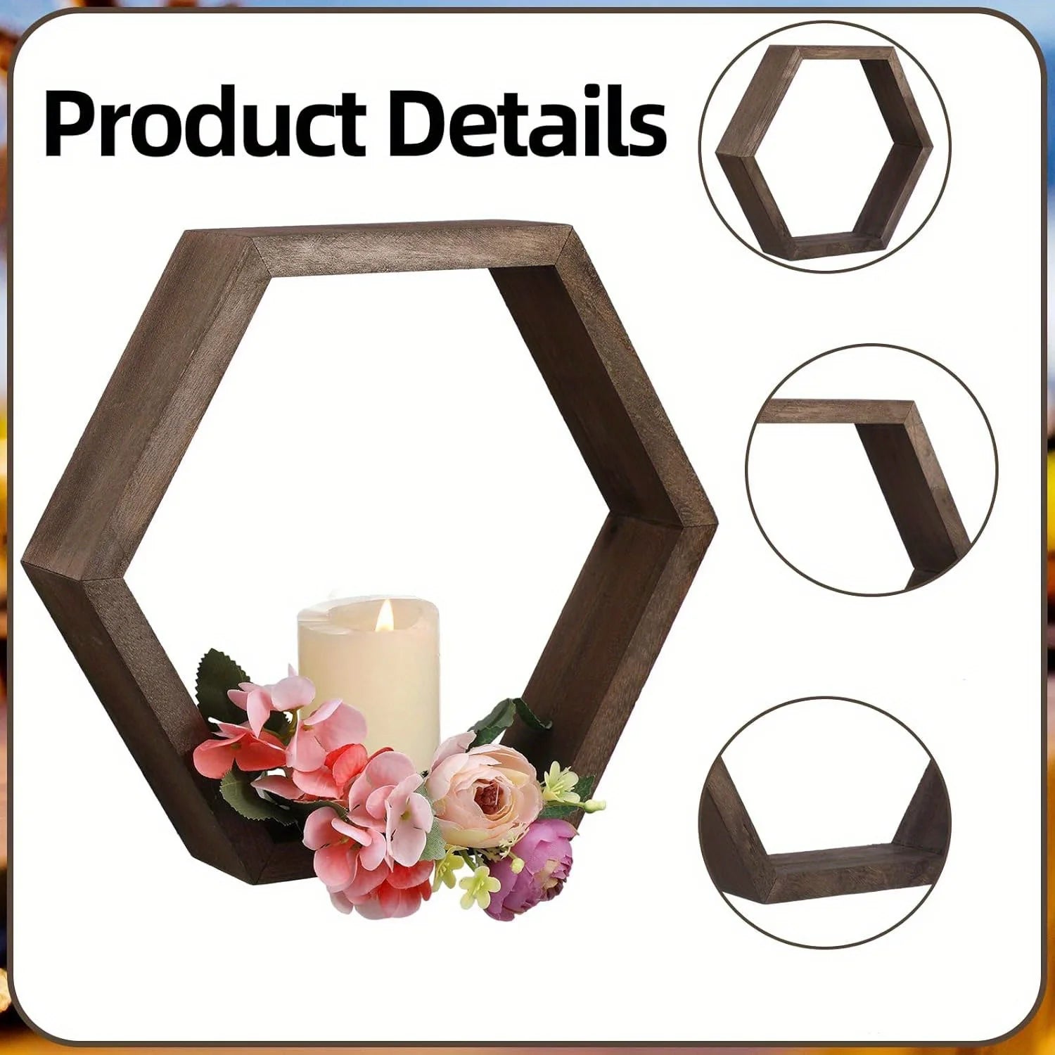 Hexagon floating wall shelf