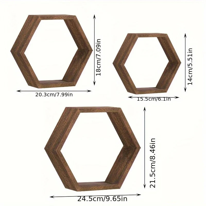 Hexagon floating wall shelf