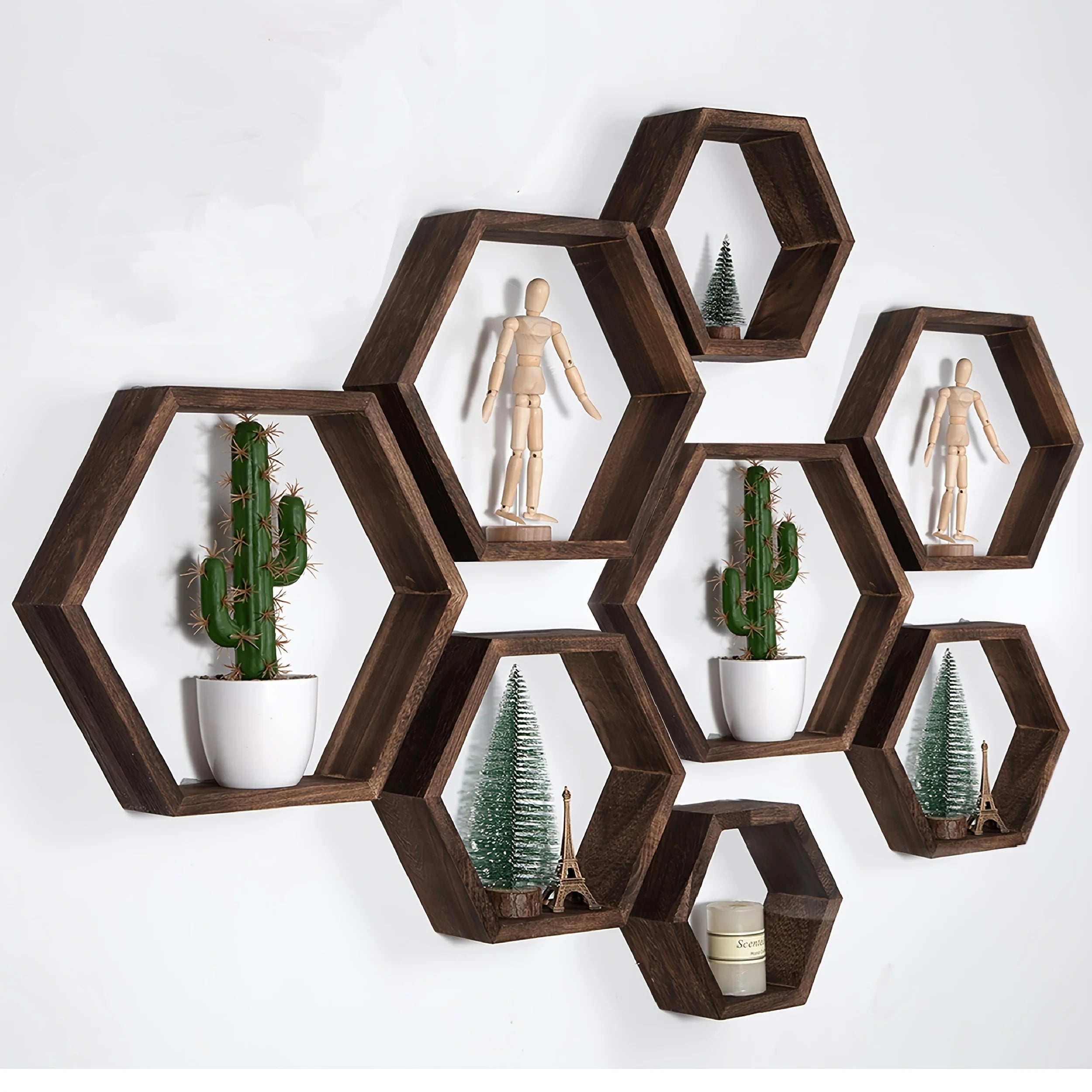 Hexagon floating wall shelf