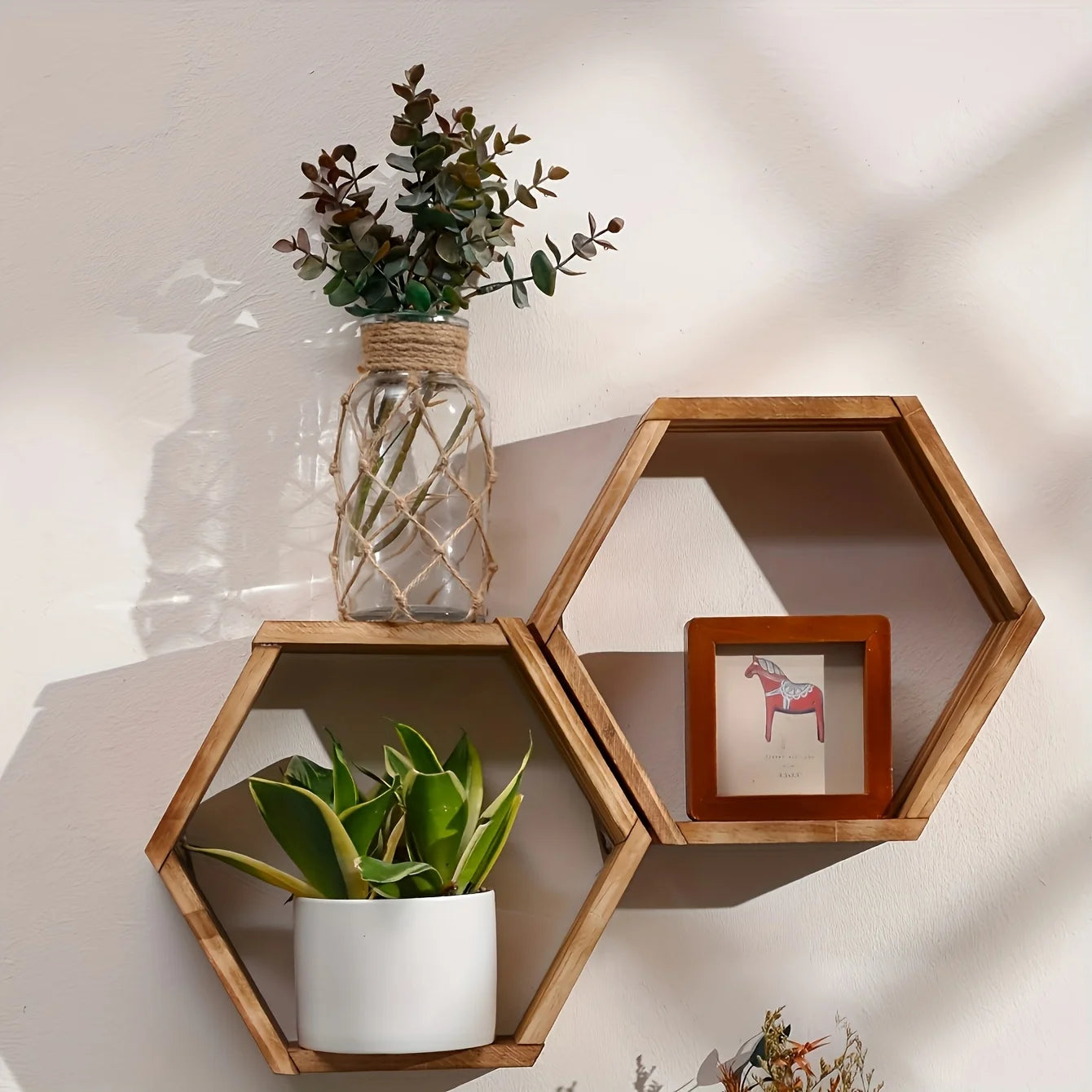 Hexagon floating wall shelf